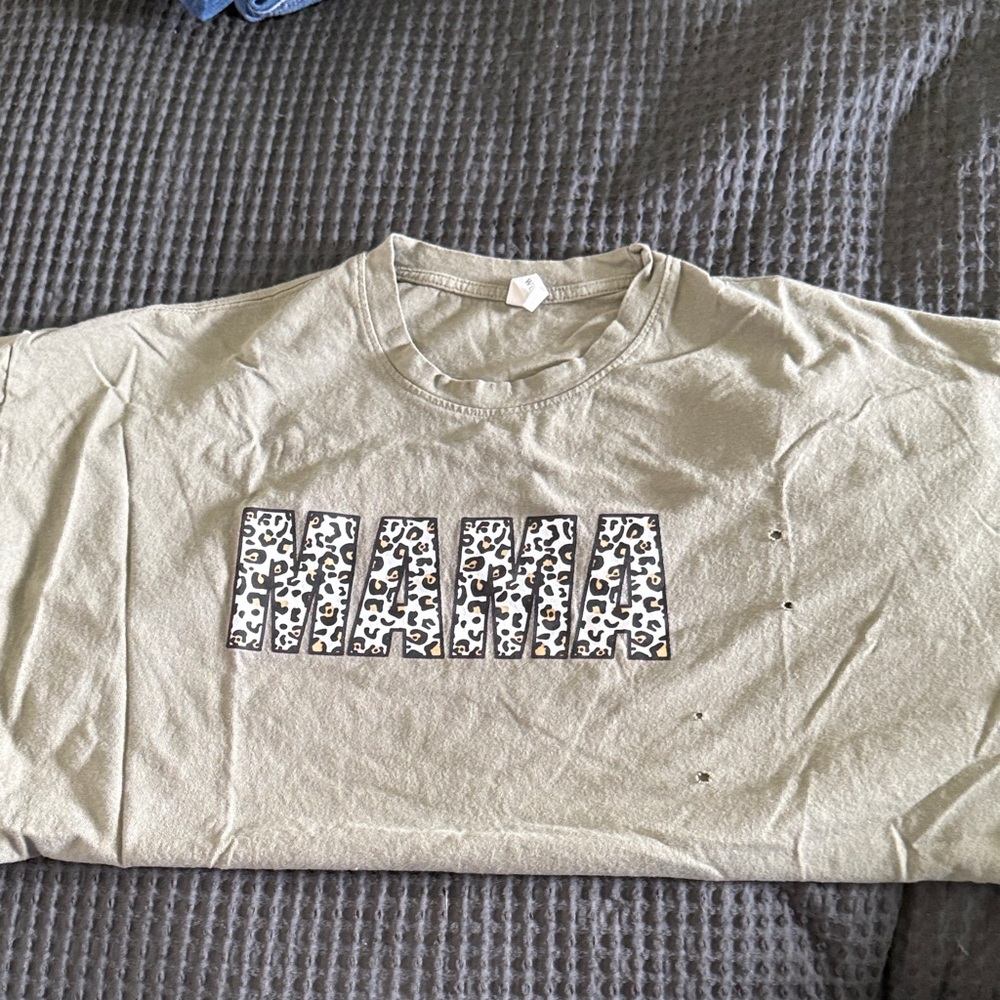 Olive Graphic T-Shirt with Leopard Print